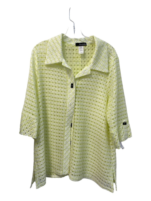 Moonlight Size M Neon Yellow Polyester Perforated Collared Button Up Jacket Neon Yellow / M