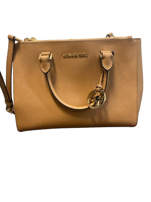 Michael Kors Tan Leather Handles Detachable Strap Zipper Gold Hardware Bag Tan / Medium