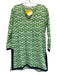 Roller Rabbit Size XS Green & White Cotton Split Neck Long Sleeve Tunic Dress Green & White / XS