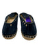 Tory Burch Shoe Size 7.5 Navy & Beige Suede Espadrille Slip On Cut Outs Flats Navy & Beige / 7.5