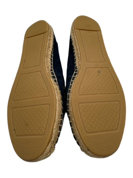 Tory Burch Shoe Size 7.5 Navy & Beige Suede Espadrille Slip On Cut Outs Flats Navy & Beige / 7.5