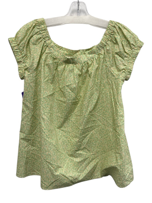 Ann Mashburn Size S Green, Yellow, Orange Cotton Short Sleeve Ditsy Floral Top Green, Yellow, Orange / S