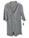 Burberry Size 8 Blue & White Cotton 3/4 Bell Sleeve Stripe Split V neck Dress Blue & White / 8