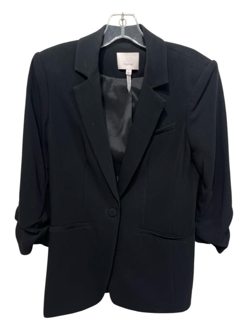 Cinq a Sept Size 0 Black No Fabric Tag One Button Ruched Sleeve Jacket Black / 0