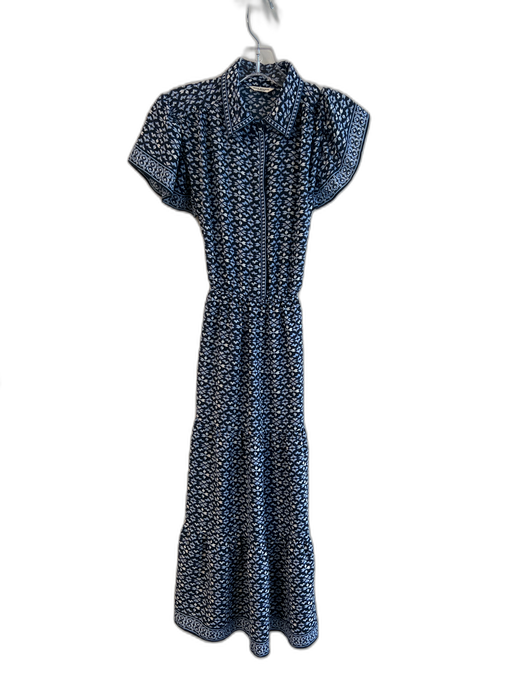 Max Studio Size Est S Navy & white Polyester Maxi Short Sleeve Button Down Dress Navy & white / Est S