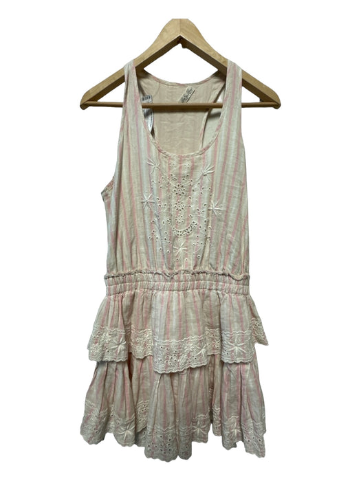 Loveshackfancy Size M Pink & Beige Cotton Sleeveless Embroidered Floral Dress Pink & Beige / M