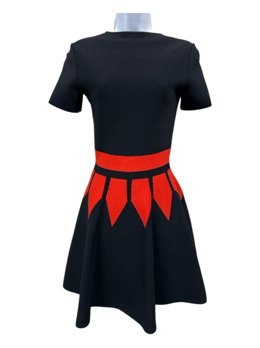 Alexander McQueen Size Small Black & Red Viscose Blend Short Sleeve Flare Dress Black & Red / Small