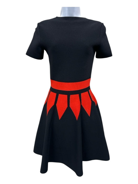 Alexander McQueen Size Small Black & Red Viscose Blend Short Sleeve Flare Dress Black & Red / Small