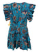 Ulla Johnson Size 0 Blue, Green, Brown Cotton Ruffle Cap Sleeve Floral Dress Blue, Green, Brown / 0