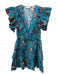 Ulla Johnson Size 0 Blue, Green, Brown Cotton Ruffle Cap Sleeve Floral Dress Blue, Green, Brown / 0