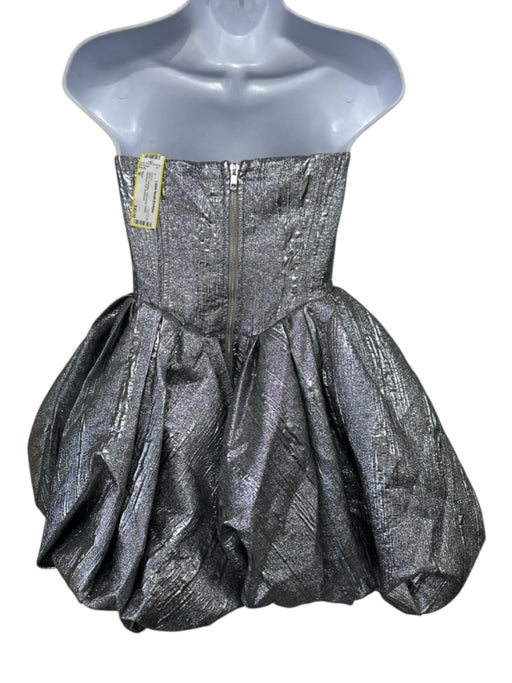 Akira Size M Silver Polyester Sleeveless Pleats Shimmer Puff Dress Silver / M
