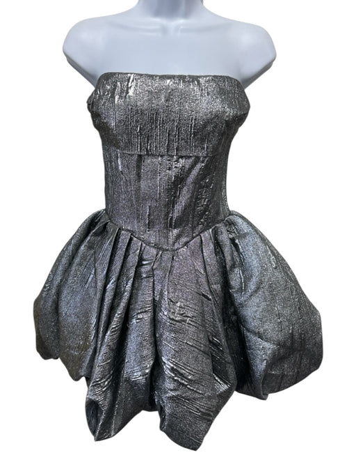 Akira Size M Silver Polyester Sleeveless Pleats Shimmer Puff Dress Silver / M