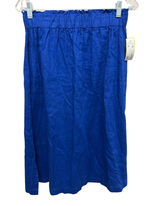 Saks Fifth Avenue Size M Dark Blue Linen Short Sleeve Midi Blouse Skirt Set Dark Blue / M