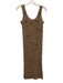 Zara Size S Beige Brown Polyester Sleeveless Woven Floral Applique U Neck Dress Beige Brown / S