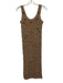 Zara Size S Beige Brown Polyester Sleeveless Woven Floral Applique U Neck Dress Beige Brown / S