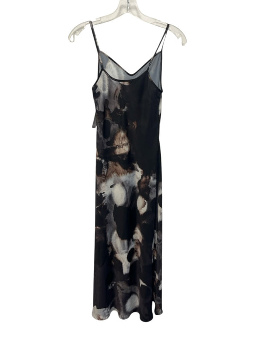 ALLSAINTS Size 4 Black, Brown & White Polyester Spaghetti Strap Satin Slip Dress Black, Brown & White / 4