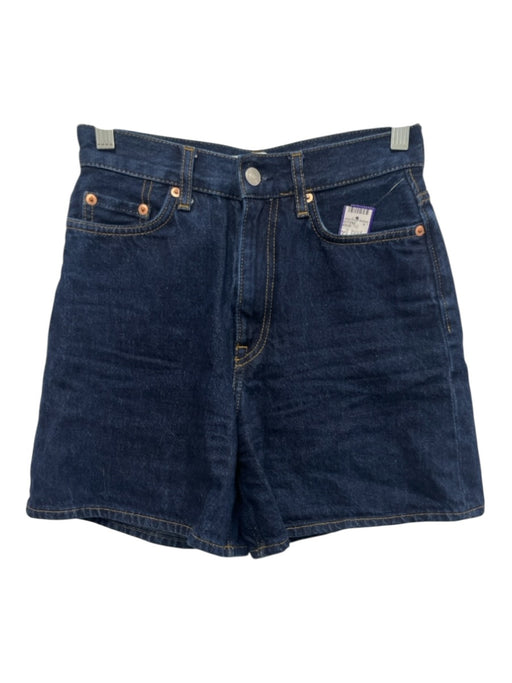 COS Size 24 Dark Wash Cotton Denim High Waist Button & Zip Fly A line Shorts Dark Wash / 24