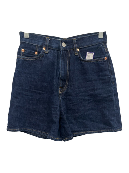 COS Size 24 Dark Wash Cotton Denim High Waist Button & Zip Fly A line Shorts Dark Wash / 24