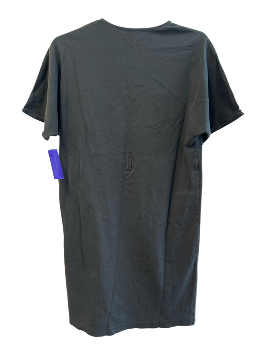 COS Size XS Dark Gray Cotton Short Sleeve solid color V Neck Knee length Dress Dark Gray / XS