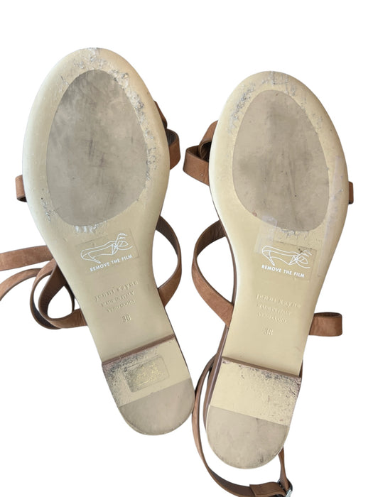 Jenni Kayne Shoe Size 38 Brown Leather Flat Strappy Ankle Buckle Sandal Shoes Brown / 38