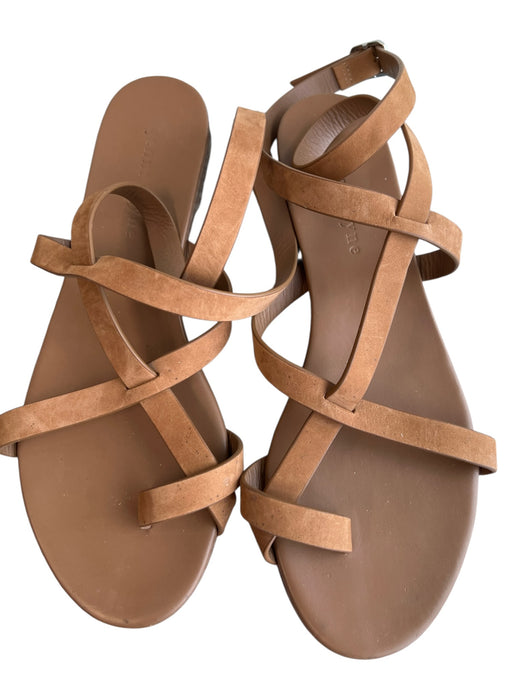 Jenni Kayne Shoe Size 38 Brown Leather Flat Strappy Ankle Buckle Sandal Shoes Brown / 38