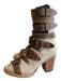 Freebird by Steven Shoe Size 6 Bone & Brown Snakeskin Back Zip Open Toe Shoes Bone & Brown / 6