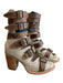 Freebird by Steven Shoe Size 6 Bone & Brown Snakeskin Back Zip Open Toe Shoes Bone & Brown / 6