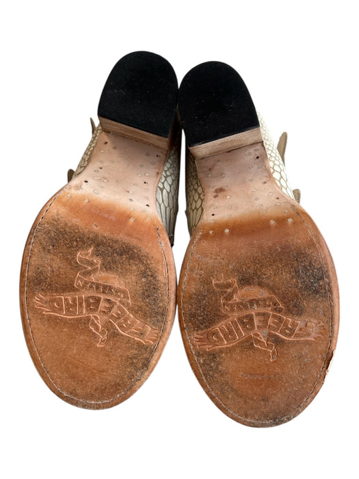 Freebird by Steven Shoe Size 6 Bone & Brown Snakeskin Back Zip Open Toe Shoes Bone & Brown / 6