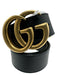 Gucci Black & Gold Leather Wide Gold Hardware Logo Buckle Belts Black & Gold / 30