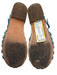 Chanel Shoe Size 38 Beige & Blue Denim Woven Cork Ankle Strap Gold Logo Sandals Beige & Blue / 38