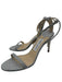 Jimmy Choo Shoe Size 37.5 Silver Glitter open toe Ankle Strap Midi Pumps Silver / 37.5