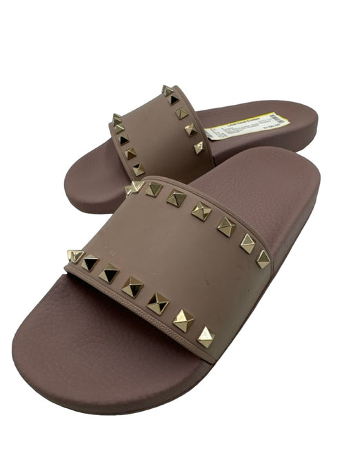 Valentino Mauve Rubber Slides Rockstud Open Toe & Heel Sandals Mauve