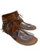 Valentino Shoe Size 37.5 Brown Leather Gladiator Fringe Ankle Strap Sandals Brown / 37.5
