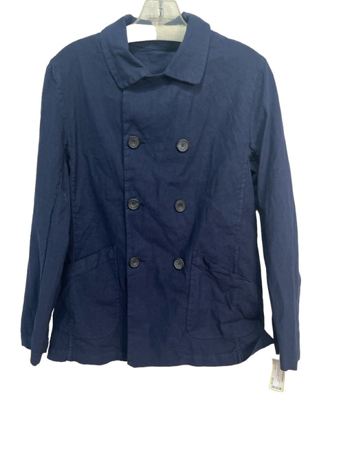 Frank & Eileen Size S Navy Cotton Blend Collar Double Breast Pockets Jacket Navy / S