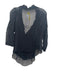Prada Size 44 Black Silk round split neck Long Sleeve Sheer Tie Neck Top Black / 44