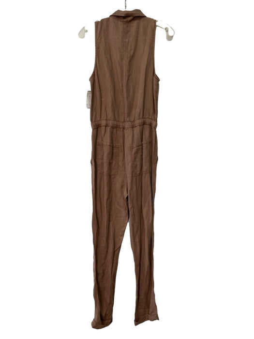 Bella Dahl Size S Brown Lyocell blend Collared Button Up Sleeveless Jumpsuit Brown / S