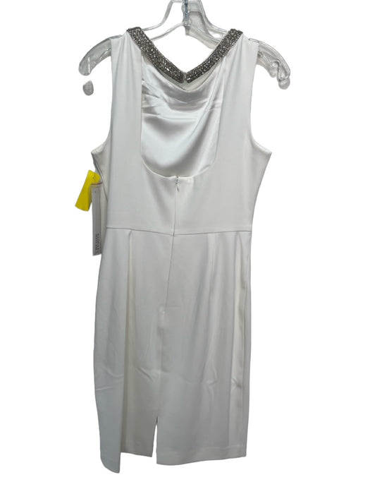 Badgley Mischka Collection Size 6 White & Silver Polyester Blend Open Back Dress White & Silver / 6