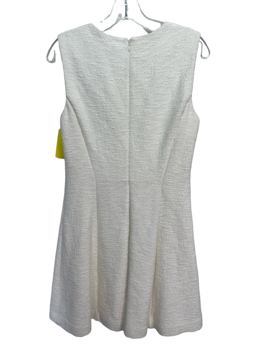 Theory Size 8 White Cotton Blend Round Neck Sleeveless Pleated Skirt Knit Dress White / 8