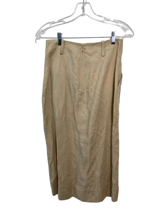 Intermix Size 2 Beige Linen Blend Wrap Knee Length Slit Flat Pockets Skirt Set Beige / 2