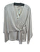 Ramy Brook Size M Gray White Polyester Suplice Front Tie Side Long Sleeve Top Gray White / M