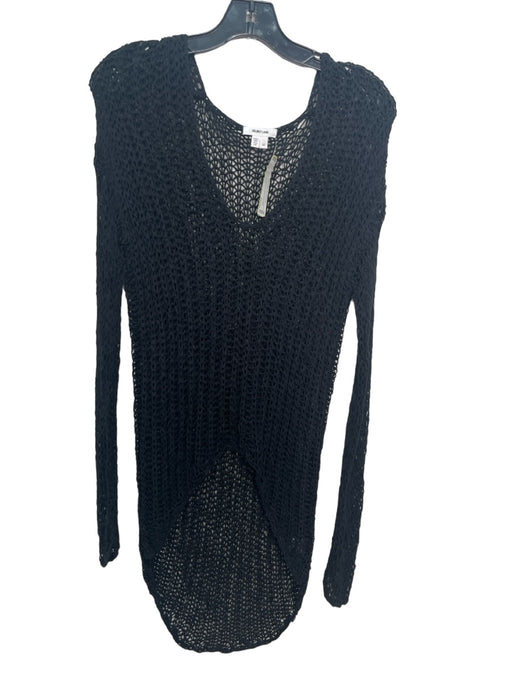 Helmut Lang Size M Black Cotton Blend Wide Neck Open Knit Long Sleeve Top Black / M