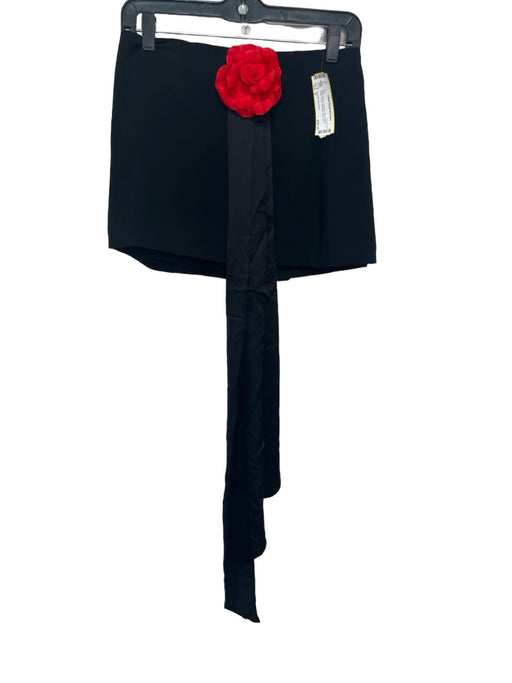 Amanda Uprichard Size S Black & Red Polyester Mini Draped Detail Back Zip Skirt Black & Red / S