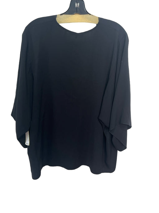 Helmut Lang Size S Black Silk V Neck Long Sleeve Top Black / S