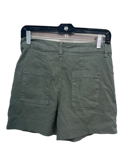 Frank & Eileen Size 4 Green Cotton Blend High Rise Pleats Pockets Shorts Green / 4