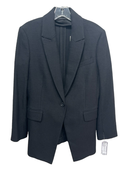 Theory Size 10 Black Cotton Blend Blazer Textured Single Button Jacket Black / 10