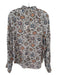 Veronica Beard Size 6 White, Orange & Multi Print Viscose & Cotton 3 Button Top White, Orange & Multi Print / 6