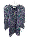 Ramy Brook Size Medium Navy, Green & Purple Viscose 3/4 Balloon Sleeve Tie Top Navy, Green & Purple / Medium