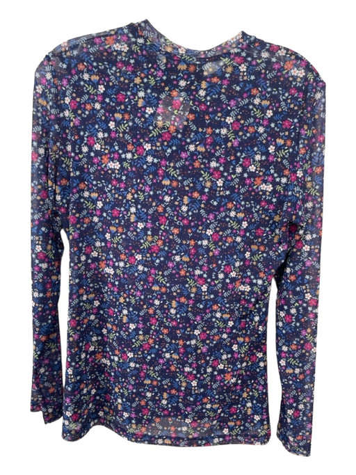 Johnny Was Size Medium Navy & Multi Nylon Long Sleeve Floral Stretch Top Navy & Multi / Medium