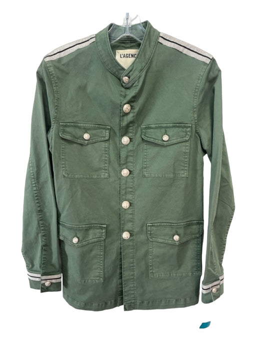 L'agence Size S/P Army Green Cotton Long Sleeve Sailor Buttons 4 Pocket Jacket Army Green / S/P