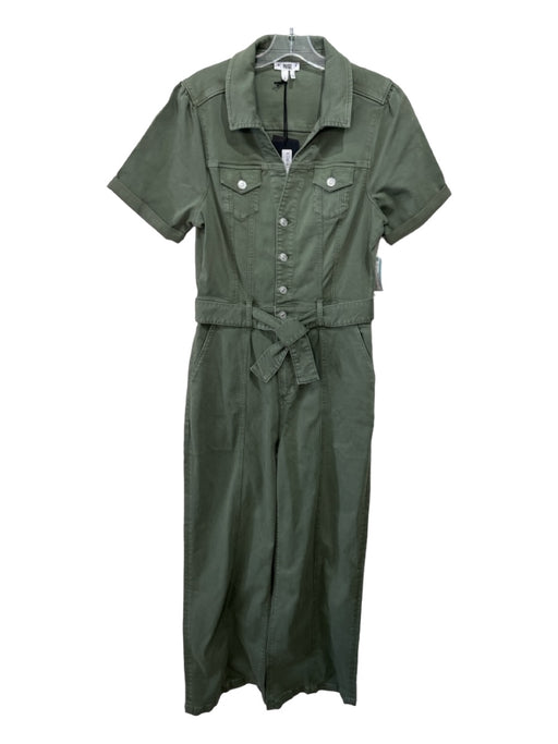 Paige Size 8 Army Green Cotton Short Sleeve Button Up 2 Pocket belt Jumpsuit Army Green / 8